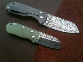 quilt pattern damascus folding knives